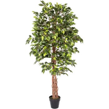 Artificial Green Ficus Tree with Twisted Trunk 6ft