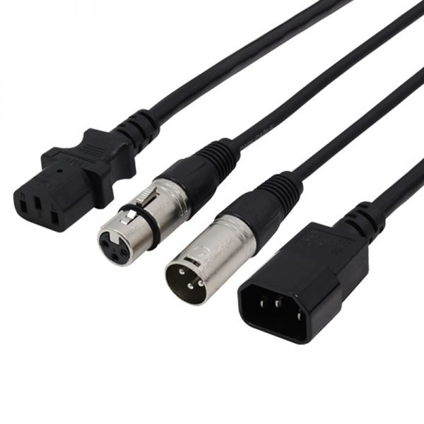 IEC Combi and XLR 3-Pin Male – Female DMX Cable 1.5M