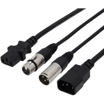 IEC Combi and XLR 3-Pin Male – Female DMX Cable 5M